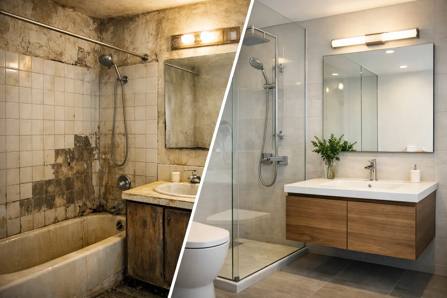Before and After Bathroom Refurbishment Plans
